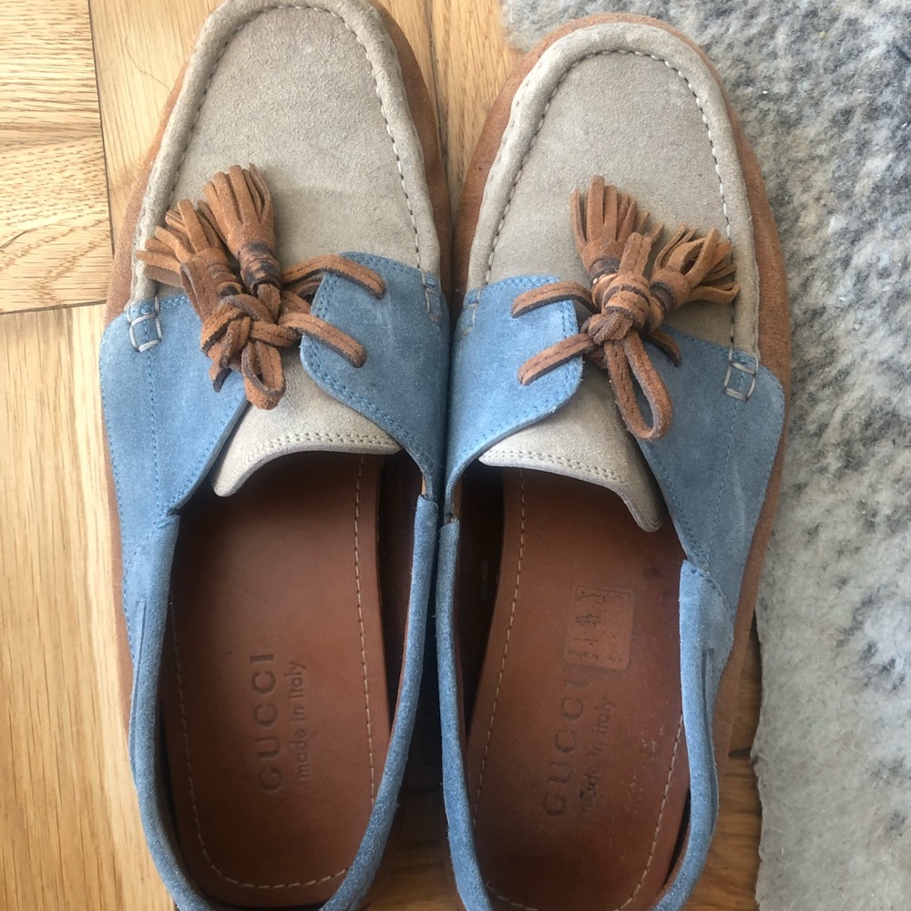 Gucci suede tassel boat shoes